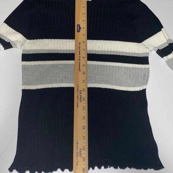 Society 212  Ribbed Long Sleeve Shirt Top Sz Large y2k 2000s 90s Stretch Ruffle - Picture 6 of 7